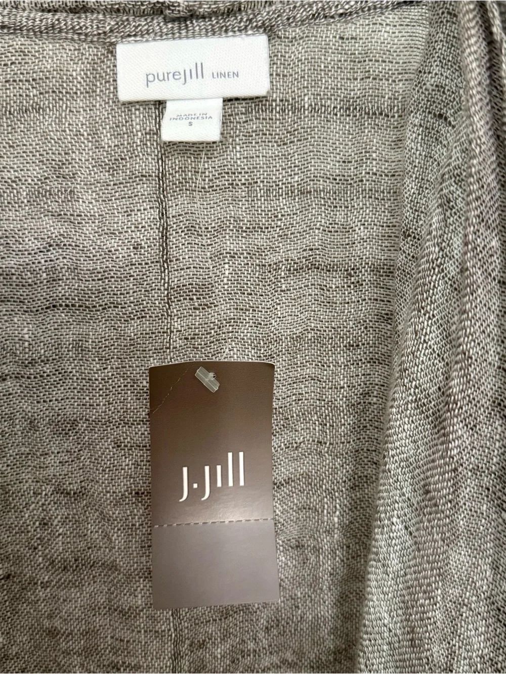 J. Jill Gray-Brown Open-Front Draped Linen-Blend Cape - Picture 2 of 9